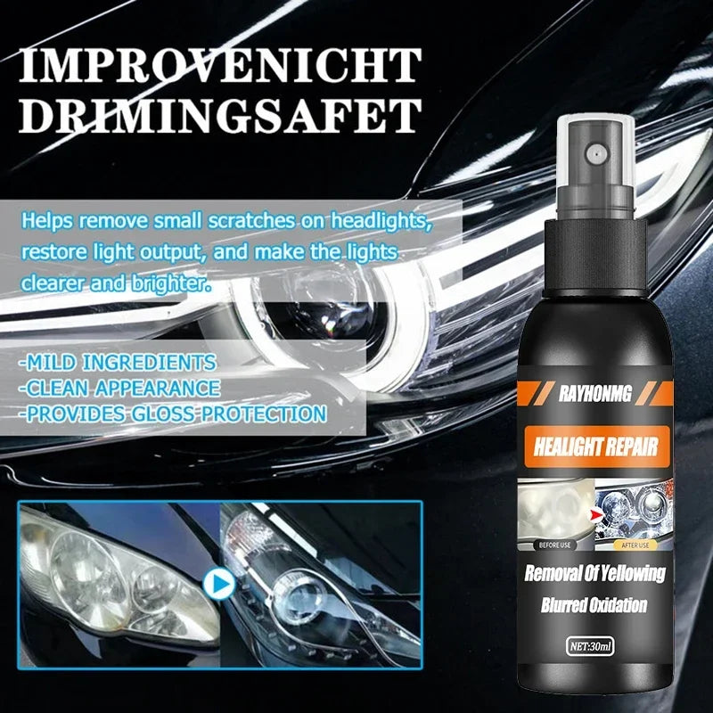 Headlight Repair Spray for Car Refurbishment Anti-Oxidation Coating Car Lamp Polishing Agent Scratch Restoration Dirt Clean