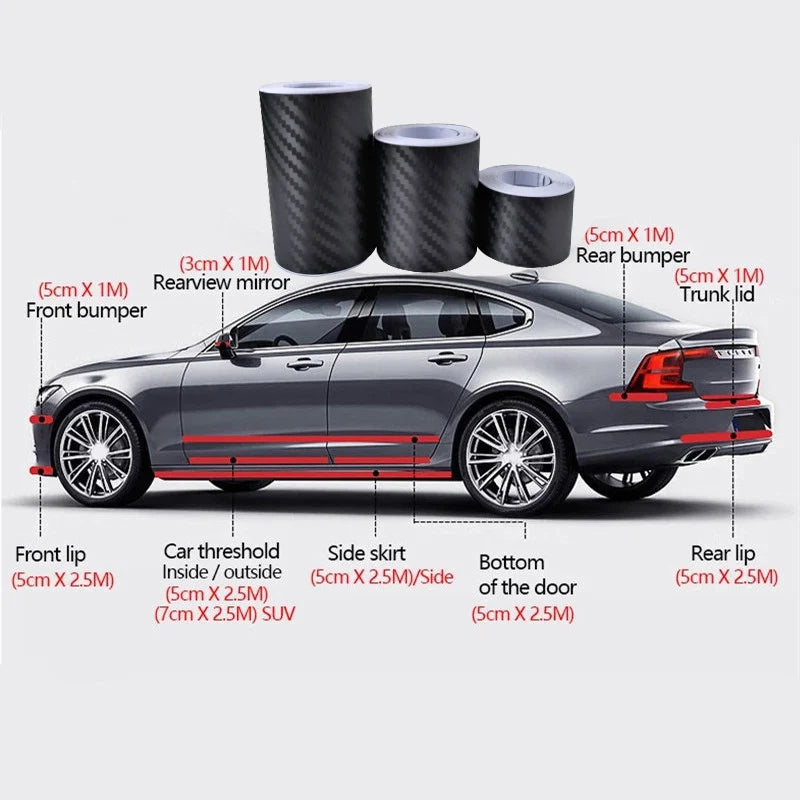 Nano Carbon Fiber Car Stickers DIY Paste Protector Strip Auto Door Sill Side Mirror anti Scratch Tape Waterproof Protection Film