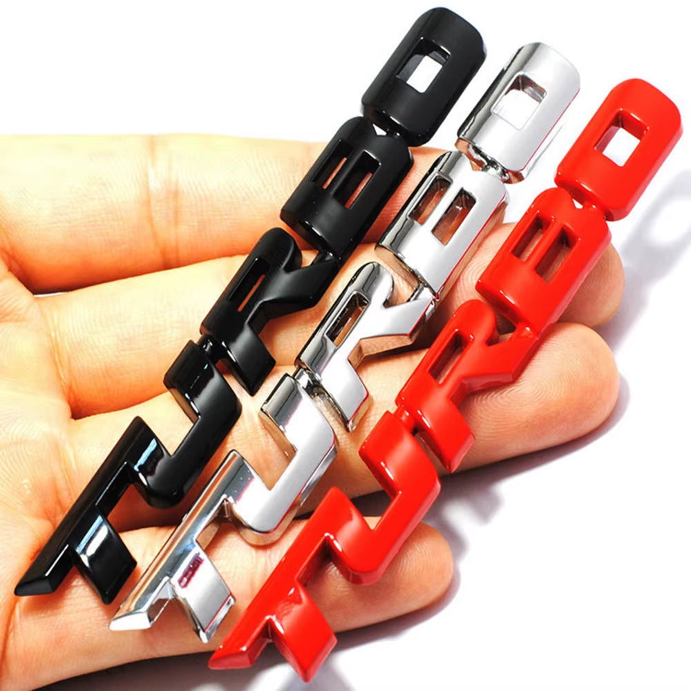 9.7*1.1 Cm Car Styling Car Turbo Boost Loading Boosting 3D Metal Chrome Zinc Alloy 3D Emblem Badge Sticker Decal Auto Accessory