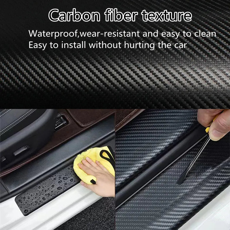 Nano Carbon Fiber Car Stickers DIY Paste Protector Strip Auto Door Sill Side Mirror anti Scratch Tape Waterproof Protection Film