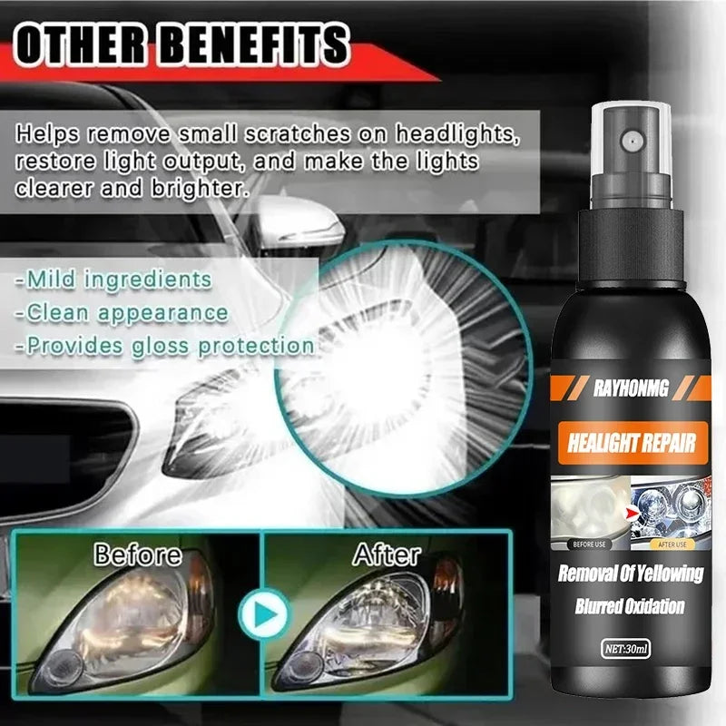 Headlight Repair Spray for Car Refurbishment Anti-Oxidation Coating Car Lamp Polishing Agent Scratch Restoration Dirt Clean