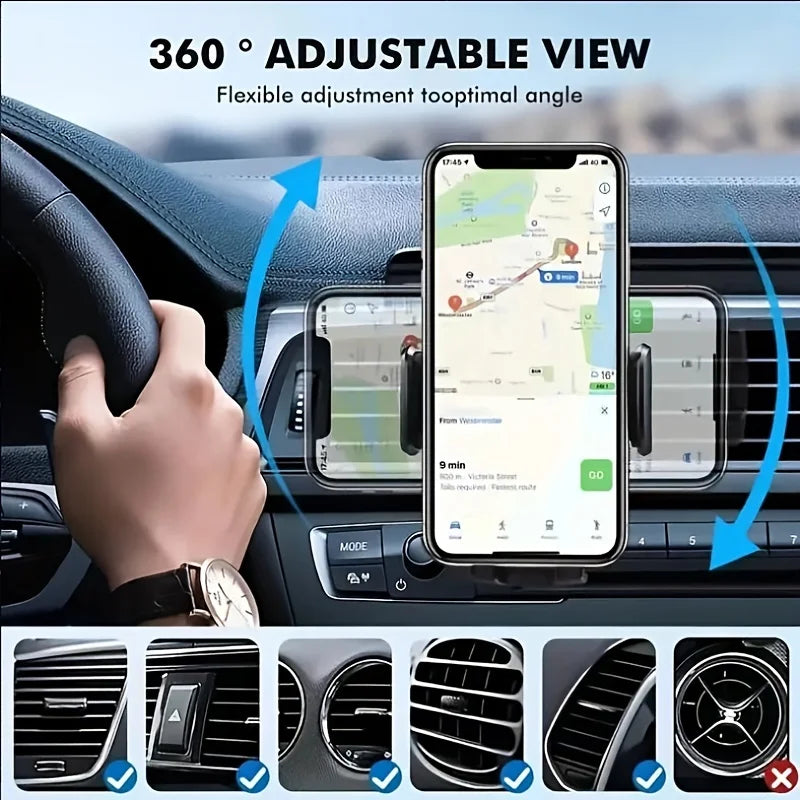 Car Phone Holder Car Air Vent Clip Mount Mobile Cell Stand Smartphone GPS Support for 4.7-6.7 Inch Mobile Devices